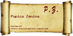 Pupics Zenina névjegykártya